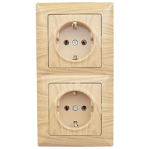 Gunsan Visage Steckdose KOMBI Doppelsteckdose mit Deckel Schutzkontakt Steckdose-Doppel Deckel Unterputz Holz-Optik Achornholz Achorn von Günsan