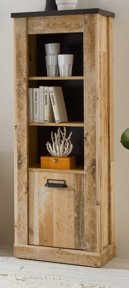 Furn.Design Midischrank Stove (Regalschrank in Used Wood, 51 x 146 cm) Soft-Close-Funktion von Furn.Design