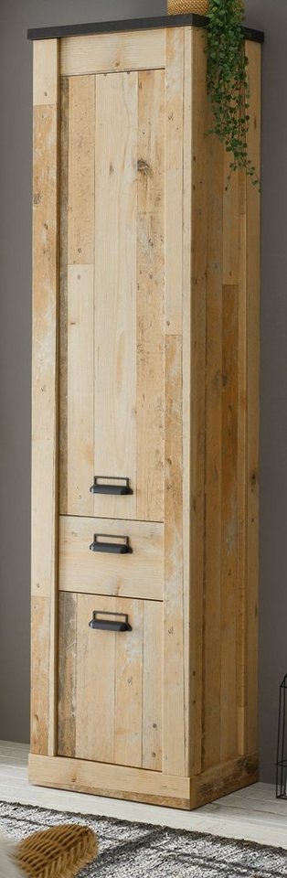 Furn.Design Schuhschrank Stove (Hochschrank in Used Wood Vintage, 51 x 201 cm) Mit Soft-Close-Funktion von Furn.Design