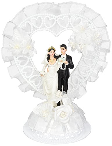 Günthart Großer Polyresin Brautpaaraufsatz, Herzkranz, fein dekoriert mit Tüll und Blumen, 1er Pack (1 x 180 g) von Günthart