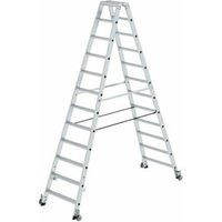 MUNK Aluminium-Stehleiter beidseitig begehbar Rollen 2 x 12 Stufen von MUNK