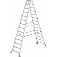 MUNK Aluminium-Stehleiter beidseitig begehbar Rollen 2 x 14 Stufen MUNK Aluminium-Stehleiter beidseitig begehbar Rollen 2 x 14 Stufen von MUNK