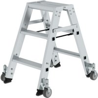 MUNK Aluminium-Stehleiter beidseitig begehbar Rollen 2 x 3 Stufen von MUNK