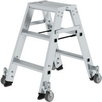 MUNK Aluminium-Stehleiter beidseitig begehbar Rollen 2 x 3 Stufen von MUNK
