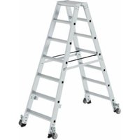MUNK Aluminium-Stehleiter beidseitig begehbar Rollen 2 x 7 Stufen von MUNK