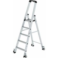 MUNK Aluminium-Stehleiter einseitig begehbar Rollen 1 x 5 Stufen von MUNK