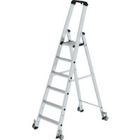 MUNK Aluminium-Stehleiter einseitig begehbar Rollen 1 x 6 Stufen von MUNK