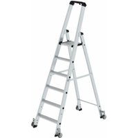 MUNK Aluminium-Stehleiter einseitig begehbar Rollen 1 x 6 Stufen von MUNK