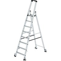 MUNK Aluminium-Stehleiter einseitig begehbar Rollen 1 x 8 Stufen von MUNK