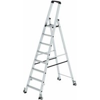 MUNK Aluminium-Stehleiter einseitig begehbar Rollen 1 x 8 Stufen von MUNK