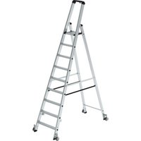 MUNK Aluminium-Stehleiter einseitig begehbar Rollen 1 x 9 Stufen von MUNK