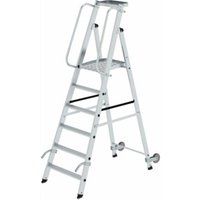 MUNK Aluminium-Stehleiter einseitig begehbar Rollen und Griff 6 Stufen von MUNK