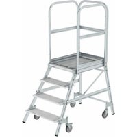 MUNK Alumnium-Podestleiter einseitig begehbar Stahl-Gitterrost 4 Stufen MUNK Alumnium-Podestleiter einseitig begehbar Stahl-Gitterrost 4 Stufen von MUNK