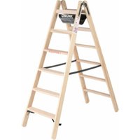 Munk Stufen-Stehleiter aus Holz, beidseitig begehbar, 2x6 Stufen von MUNK