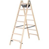 Munk Stufen-Stehleiter aus Holz, beidseitig begehbar, 2x7 Stufen von MUNK