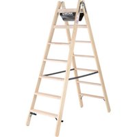 Munk Stufen-Stehleiter aus Holz, beidseitig begehbar, 2x7 Stufen Munk Stufen-Stehleiter aus Holz, beidseitig begehbar, 2x7 Stufen von MUNK