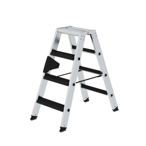 Aluminium-Stehleiter-relax step-beidseitig begehbar 2 x 4 Stufen Arbeitshöhe bis ca. 2,50 m von Günzburger Steigtechnik