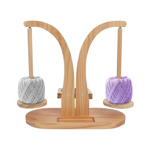 Guerity Wollgarnhalter, Wollhalter Holz mit Drehmechanismus, Doppelhalter Ständer Wolle für Häkelliebhaber (A) von Guerity