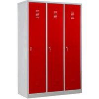 Gürkan Spind lichtgrau, feuerrot 105418, 3 Schließfächer 118,5 x 50,0 x 180,0 cm Gürkan Spind lichtgrau, feuerrot 105418, 3 Schließfächer 118,5 x 50,0 x 180,0 cm von Gürkan
