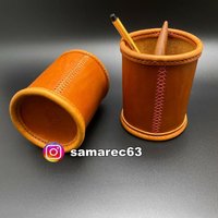 Stiftehalter Becher Stiftebecher Lederbecher Naturbraun Aus Echtem Leder - Handmade Stiftehalter Becher Stiftebecher Lederbecher Naturbraun Aus Echtem Leder - Handmade von GuertelatelierDE