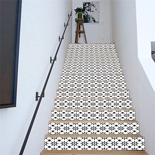 13 Sticker, Treppe, Fliesen, selbstklebend, 3D, Motiv auf Weiß, Wanddeko, Leiter, PVC, 18 cm x 100 cm von Guest Ruyunlai