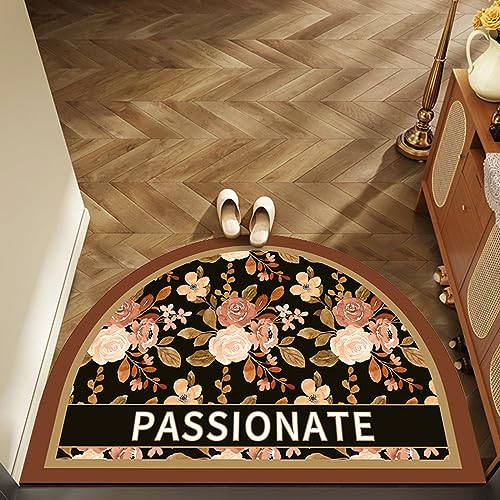 Guest Ruyunlai Halbrunde Bodenmatte Anti Rutsch Fussmatte fußmatte türmatte draußen Vintage Teppich fussmatte aussen Doormat fußmatten Pinke Rose40x60cm von Guest Ruyunlai