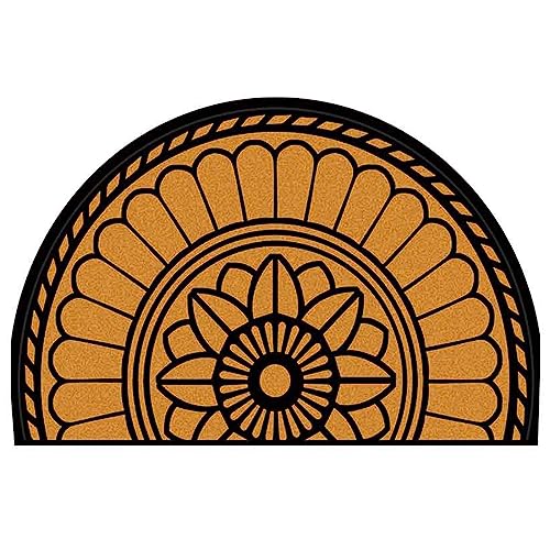 Guest Ruyunlai Halbrunde Bodenmatte Anti Rutsch Fussmatte fußmatte türmatte draußen Vintage Teppich fussmatte aussen Doormat fußmatten Schwarze Blumen 50x80cm von Guest Ruyunlai