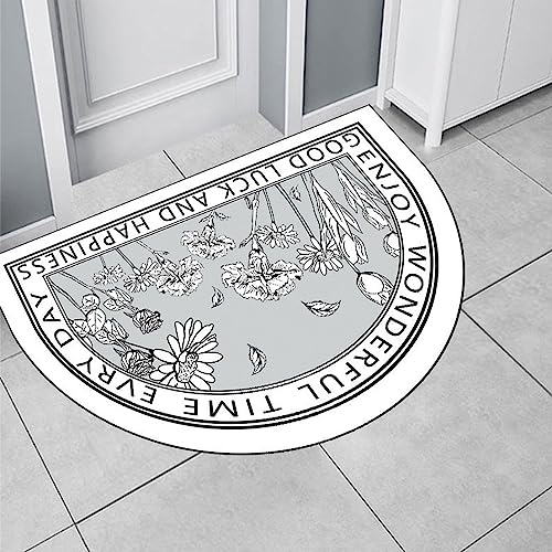Guest Ruyunlai Halbrunde Bodenmatte Anti Rutsch Fussmatte fußmatte türmatte draußen Vintage Teppich fussmatte aussen Doormat fußmatten graues Gänseblümchen 50x80cm von Guest Ruyunlai