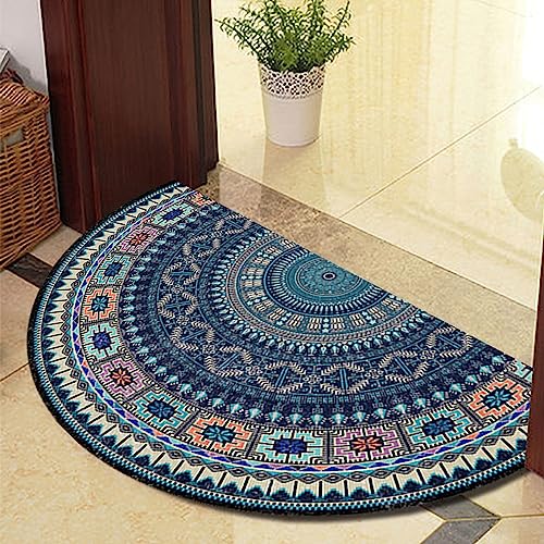 Guest Ruyunlai Halbrunder Teppich FußMatte Halbrund Hereinspaziert Fussmatten HaustüR Bodenmatte Innen Fussmatte Kitchen Mat Deko Eingangsbereich Aussen Blauer Kompass 60x90cm von Guest Ruyunlai