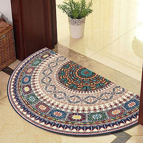 Guest Ruyunlai Halbrunder Teppich FußMatte Halbrund Hereinspaziert Fussmatten HaustüR Bodenmatte Innen Fussmatte Kitchen Mat Deko Eingangsbereich Aussen Blauer Kreis 50x80cm von Guest Ruyunlai