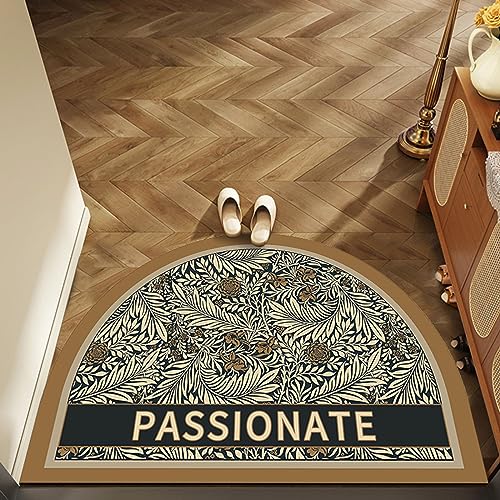 Guest Ruyunlai Halbrunder Teppich FußMatte Halbrund Hereinspaziert Fussmatten HaustüR Bodenmatte Innen Fussmatte Kitchen Mat Deko Eingangsbereich Aussen braunes Blatt A50x80cm von Guest Ruyunlai