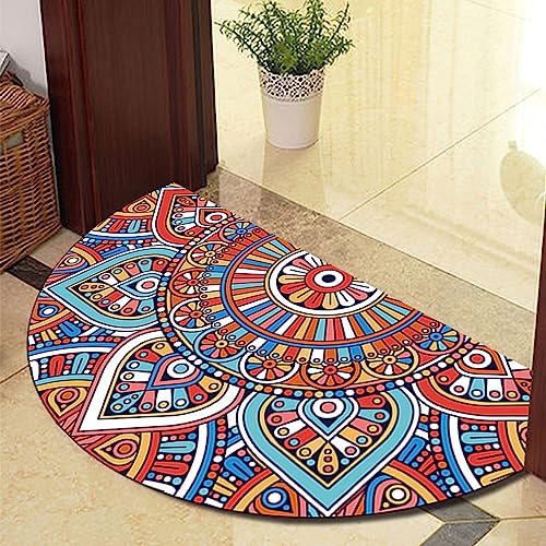 Guest Ruyunlai Halbrunder Teppich FußMatte Halbrund Hereinspaziert Fussmatten HaustüR Bodenmatte Innen Fussmatte Kitchen Mat Deko Eingangsbereich Aussen farbige Blumen 50x80cm von Guest Ruyunlai