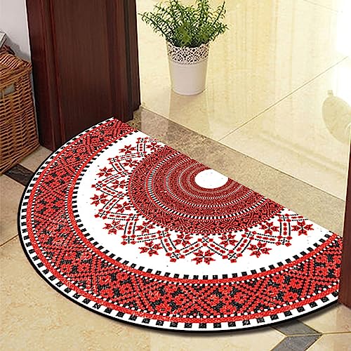 Guest Ruyunlai Halbrunder Teppich FußMatte Halbrund Hereinspaziert Fussmatten HaustüR Bodenmatte Innen Fussmatte Kitchen Mat Deko Eingangsbereich Aussen roter Kreis 60x110cm von Guest Ruyunlai