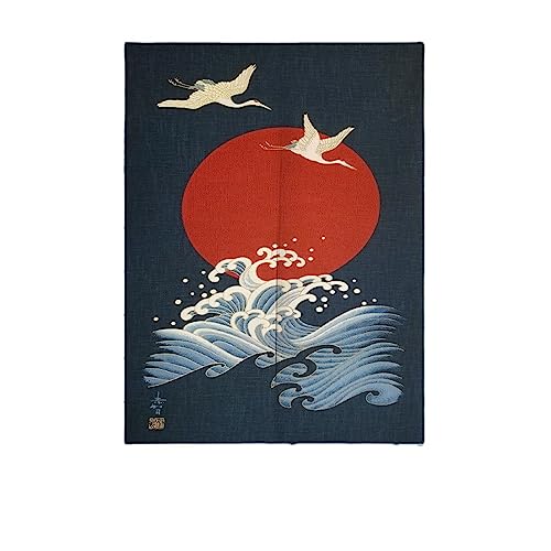 Guest Ruyunlai Japanischer Noren Lang Vorhang Türvorhang EIN bedruckter halbtüriger Vorhang im japanischen Stil bedruckter Türvorhang für Sichtschutz, Trennwand, Küche Flamingo 90 x 150 cm von Guest Ruyunlai