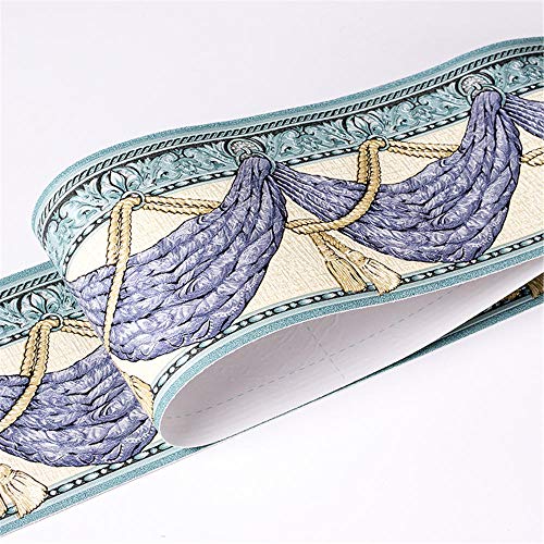 Tapetenbordüre selbstklebend PVC Sockelleiste Dekorative Bordüre Selbstklebende Home Bordüre Küche Badezimmer Wohnzimmer Blaue Vorhänge 10.5cm X 500cm von Guest Ruyunlai