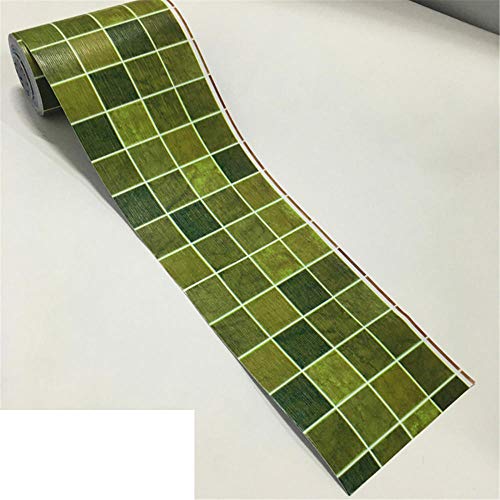 Tapetenbordüre selbstklebend PVC Sockelleiste Dekorative Bordüre Selbstklebende Home Bordüre Küche Badezimmer Wohnzimmer Grünes Mosaik 10cm X 1000cm von Guest Ruyunlai