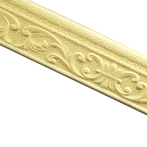 Guest Ruyunlai Tapetenbordüre selbstklebend PVC Sockelleiste Dekorative Bordüre Selbstklebende Home Schlafzimmer Badezimmer Geschnitzt gelb 8cm X 230cm*2 Pcs von Guest Ruyunlai