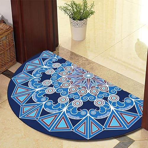 Guest Ruyunlai Waschbarer Teppich Aussen Halbrund FußMatte 40cm X 60cm Fussmatte Boho Teppich Schlafzimmer Modern blau 1027-1 Model von Guest Ruyunlai
