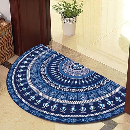 Guest Ruyunlai Waschbarer Teppich Aussen Halbrund FußMatte 50cm X 80cm Fussmatte Boho Teppich Schlafzimmer Modern blau 625-7 Models von Guest Ruyunlai