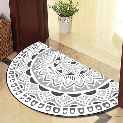 Guest Ruyunlai Waschbarer Teppich Aussen Halbrund FußMatte 50cm X 80cm Fussmatte Boho Teppich Schlafzimmer Modern grau 892-27 Models von Guest Ruyunlai