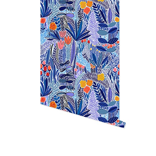 Renter Friendly Abnehmbare Tapete zum Abziehen und Aufkleben, blau-violett, Blätter, selbstklebend, für Schlafzimmer, Wohnzimmer, Kinderzimmer, Vinyl, wasserdicht, RW-149, 45 cm x 300 cm von Guest Ruyunlai