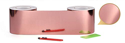 Tapetenbordüre selbstklebend PVC Sockelleiste Dekorative Bordüre Selbstklebende Home Bordüre Küche Badezimmer Wohnzimmer Roségold Spiegel 5CM X 500CM von Guest Ruyunlai