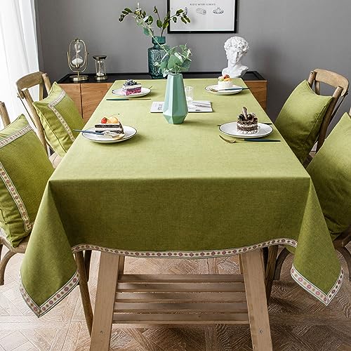 Tischdecke Vintage Boho Rechteckig Stoff Baumwolle Leinen Quaste Design Faltenfrei Waschbar Wiederverwendbar für Küche Esstischdekoration Speisetisch Dekoration grün 5 110x110cm von Guest Ruyunlai