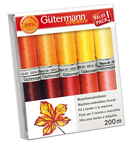 Gütermann creativ Maschinenstickfaden-Set mit 10 Spulen Rayon 40 200 m in verschiedenen Farben von Gütermann creativ