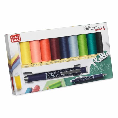 Gütermann creativ Nähfaden-Set mit 10 Spulen Allesnäher 100 m in verschiedenen Farben + ein Minenstift von PRYM von Gütermann creativ