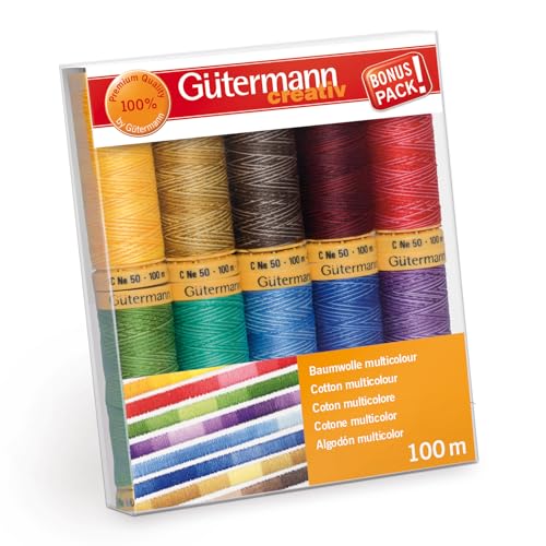 Gütermann creativ Nähfaden-Set mit 10 Spulen Baumwolle 100 m in verschiedenen Multicolour-Farben Gütermann creativ Nähfaden-Set mit 10 Spulen Baumwolle 100 m in verschiedenen Multicolour-Farben von Gütermann creativ