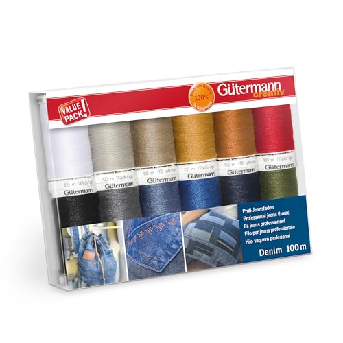 Gütermann creativ Nähfaden-Set mit 12 Spulen Profi-Jeansfaden Denim 100 m in den typischen Jeanssteppfarben Gütermann creativ Nähfaden-Set mit 12 Spulen Profi-Jeansfaden Denim 100 m in den typischen Jeanssteppfarben von Gütermann