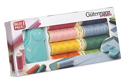 Gütermann creativ Nähfaden-Set mit 8 Spulen Allesnäher 100 m in bunten Farben + ein Klapp-Rollschneider von PRYM Gütermann creativ Nähfaden-Set mit 8 Spulen Allesnäher 100 m in bunten Farben + ein Klapp-Rollschneider von PRYM von Gütermann creativ