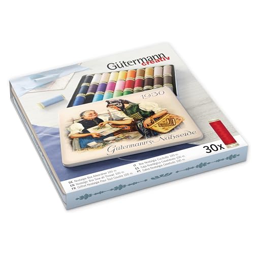 Gütermann creativ Nostalgie-Box mit 30 Spulen Allesnäher 100 m in verschiedenen Farben von Gütermann creativ