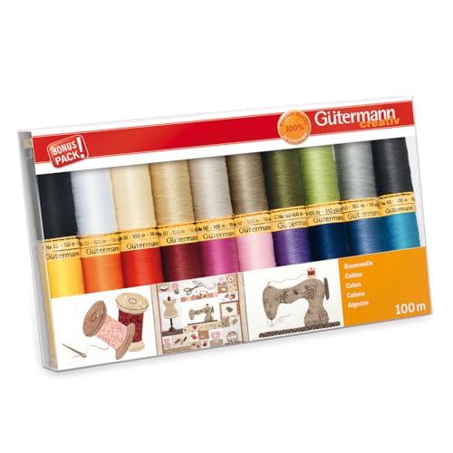 Gutermann GUT_734520-1 Fadenset: Baumwolle C Nr. 50: 20 Stück, Mehrfarbig, NA von Gütermann creativ